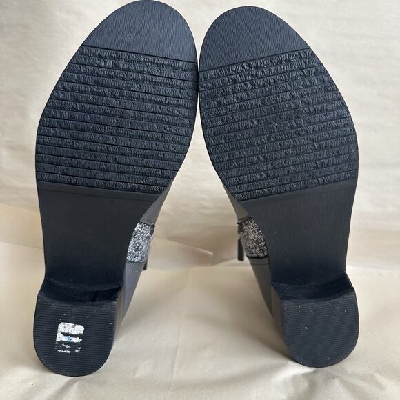 Propet Women 11 Gray Ankle Boot Charcoal Taneka Leather Knit Low Heel Zip Grey - Picture 4 of 8